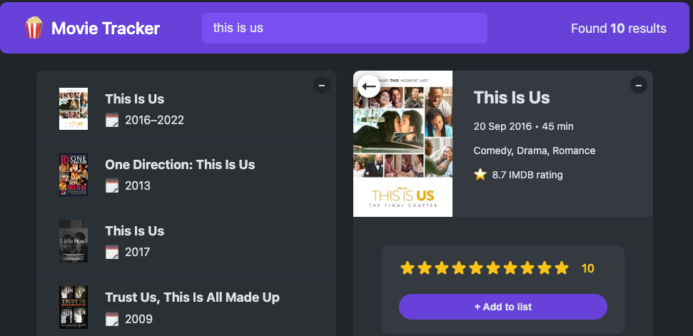 Movie tracker project img